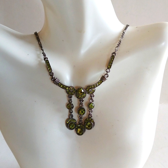 COOKIE LEE NECKLACE RHINESTONES ART DECO REPRODUCTION 16" LONG - Picture 3 of 5